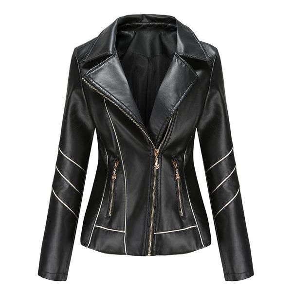 women's leather & faux autumn winter thin style street slim pu jacket fashion handsome motorcycle zipper lapel short coat clothes, Black
women's leather & faux autumn winter thin style street slim pu jacket fashion handsome motorcycle zipper lapel short coat clothes, Black