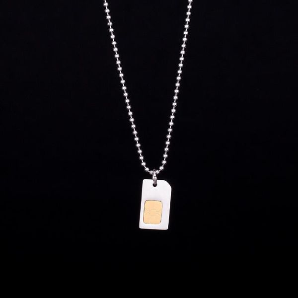 pendant necklaces trendy fashion sim phone card shape titanium steel metal necklace chain jewelry for women men gift, Silver
pendant necklaces trendy fashion sim phone card shape titanium steel metal necklace chain jewelry for women men gift, Silver