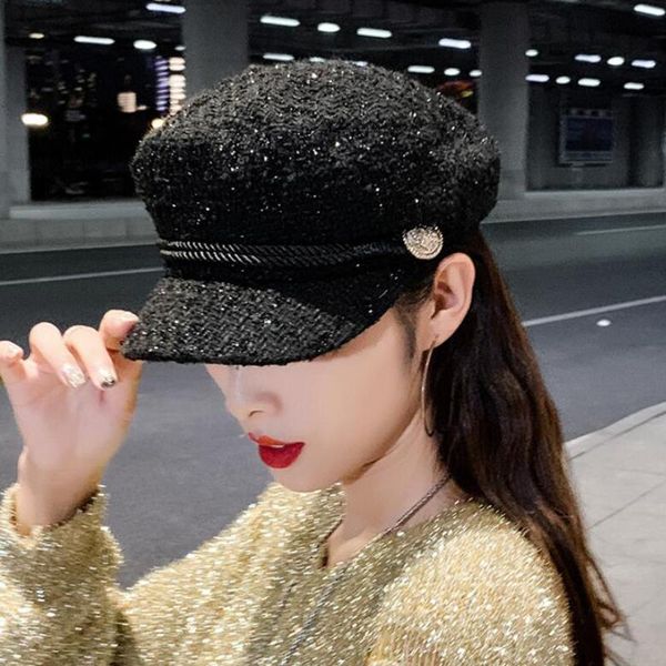 wide brim hats utumn winter chain black wool military berets for women female flat army cap salior hat girl travel ladies painters, Blue;gray
wide brim hats utumn winter chain black wool military berets for women female flat army cap salior hat girl travel ladies painters, Blue;gray