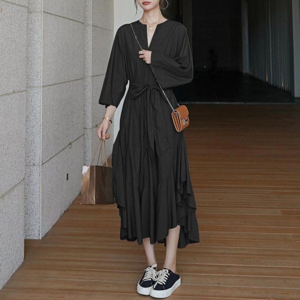 casual dresses zanzea 2021 women's irregular sundress stylish autumn maxi dress belted long sleeve vestidos female solid robe plus size, Black;gray
casual dresses zanzea 2021 women's irregular sundress stylish autumn maxi dress belted long sleeve vestidos female solid robe plus size, Black;gray