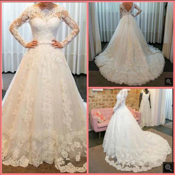 vestido de noiva long sleeves wedding dress beaded lace appliques open back bridal gown court train princess puffy fashion bride dresses cus, White
vestido de noiva long sleeves wedding dress beaded lace appliques open back bridal gown court train princess puffy fashion bride dresses cus, White