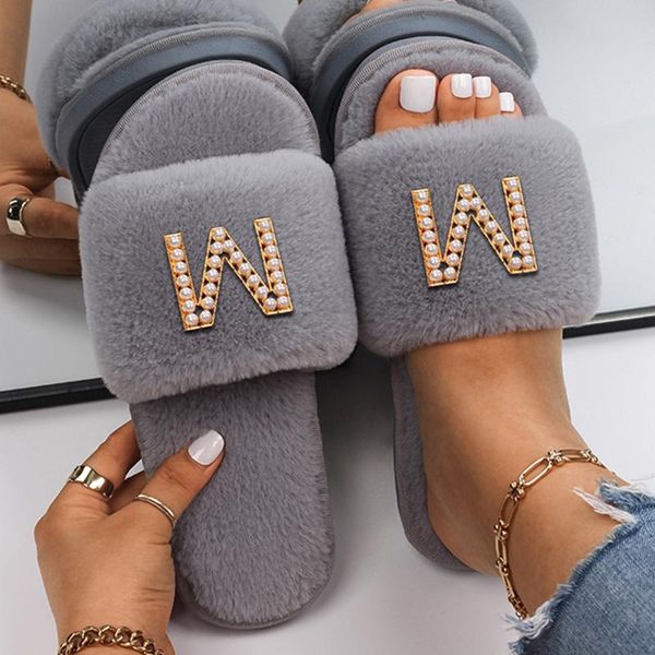 slippers women fluffy flip flops pearl letter faux fur slides female elegant outdoor luxury designer flat sandals casual shoes, Black
slippers women fluffy flip flops pearl letter faux fur slides female elegant outdoor luxury designer flat sandals casual shoes, Black