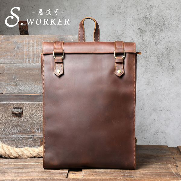 minimalist crazy horse leather backpack personalized cowhide schoolbag men's computer bag manual
minimalist crazy horse leather backpack personalized cowhide schoolbag men's computer bag manual