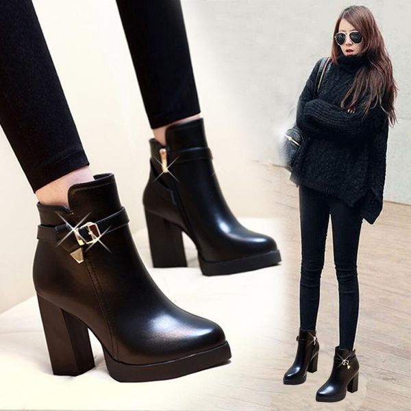 boots 2021 winter high heels ankle women round toe footwear buckle pu female shoes platform boot zapatos de mujer, Black
boots 2021 winter high heels ankle women round toe footwear buckle pu female shoes platform boot zapatos de mujer, Black