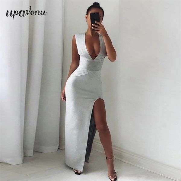 women's summer sparkling bandage dress v-neck sleeveless split bodycon maxi evening party vestidos 210524, Black;gray
women's summer sparkling bandage dress v-neck sleeveless split bodycon maxi evening party vestidos 210524, Black;gray