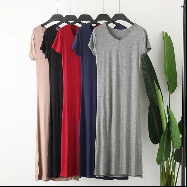 night dress v neck women sleepwear cotton nightwear nightdress short sleeve long dresses female nightgowns slim nightshirt, Black;red
night dress v neck women sleepwear cotton nightwear nightdress short sleeve long dresses female nightgowns slim nightshirt, Black;red