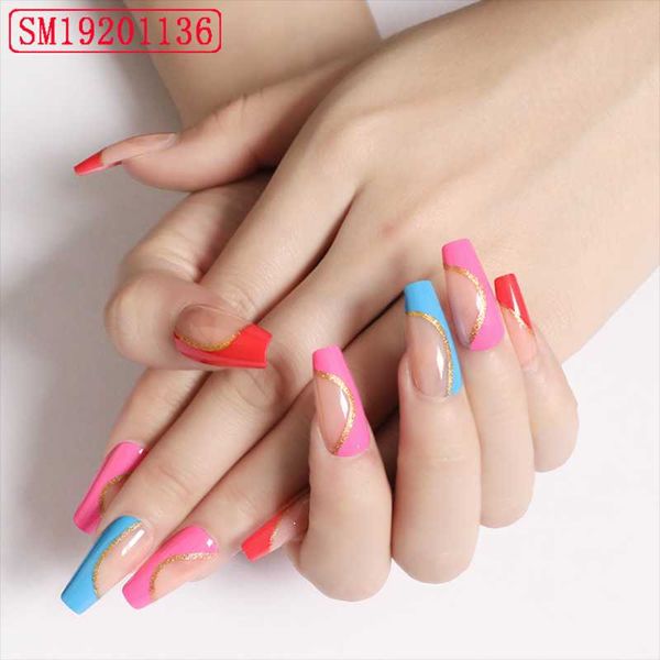 false nails 24pcs/box detachable coffin ballerina french artificia nail full cover long stiletto tips with press glue, Red;gold
false nails 24pcs/box detachable coffin ballerina french artificia nail full cover long stiletto tips with press glue, Red;gold