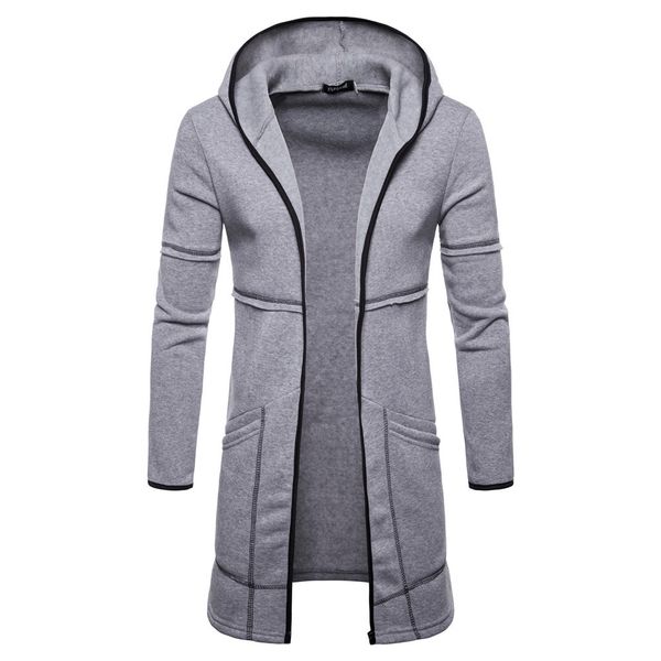 autumn and winter new style long sve medium length cardigan hooded solid color men's youth sweater, Black
autumn and winter new style long sve medium length cardigan hooded solid color men's youth sweater, Black