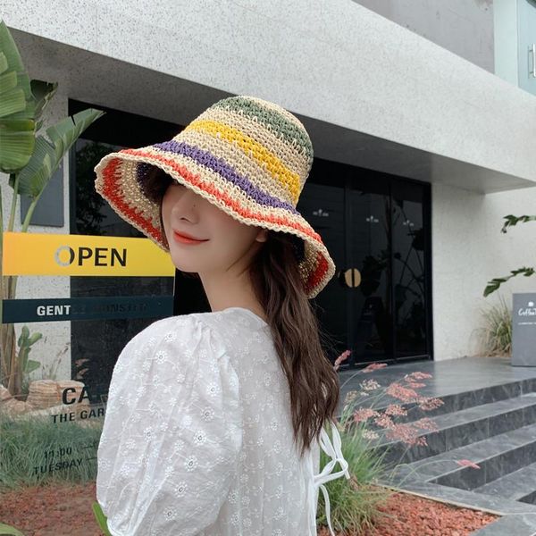 parent-child color striped straw hat female summer hollow foldable fisherman beach holiday sun bucket wide brim hats, Blue;gray
parent-child color striped straw hat female summer hollow foldable fisherman beach holiday sun bucket wide brim hats, Blue;gray