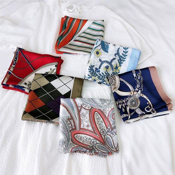 scarves satin 70cm scarf women multifunction polyester silk elegant stripes printed casual small square wraps shawl, Blue;gray
scarves satin 70cm scarf women multifunction polyester silk elegant stripes printed casual small square wraps shawl, Blue;gray