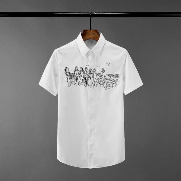 men's casual shirts minglu figure embroidery mens luxury solid color short sleeve dress plus size 4xl slim fit male, White;black
men's casual shirts minglu figure embroidery mens luxury solid color short sleeve dress plus size 4xl slim fit male, White;black