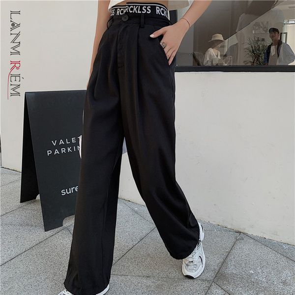 high waist black pockets drawstring long trousers loose fit pants women fashion tide spring autumn 2f0241 210507, Black;white
high waist black pockets drawstring long trousers loose fit pants women fashion tide spring autumn 2f0241 210507, Black;white