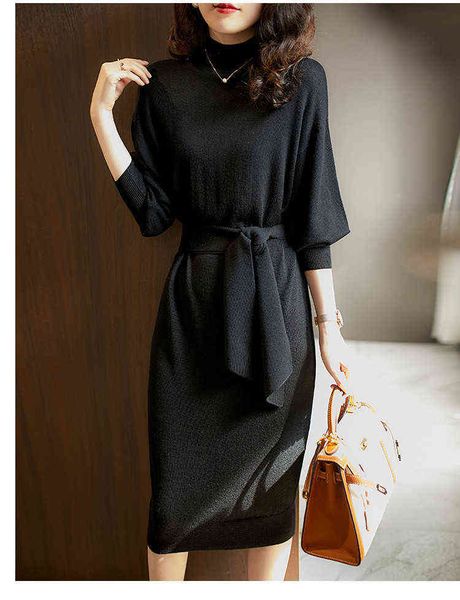 casual dresses wool knitted dr's autumn and winter 2022 waist closure lace up medium long round neck bottomed wool drs, Black;gray
casual dresses wool knitted dr's autumn and winter 2022 waist closure lace up medium long round neck bottomed wool drs, Black;gray