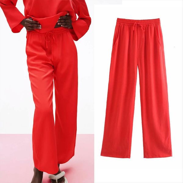 za red chic fashion side women capri pockets loose wide leg vintage high elastic waist drawstring female trousers mujer, Black;white
za red chic fashion side women capri pockets loose wide leg vintage high elastic waist drawstring female trousers mujer, Black;white