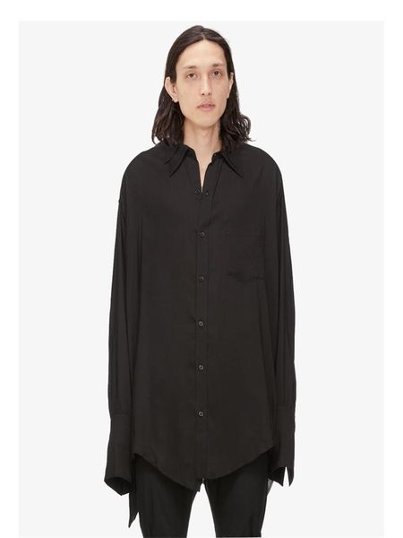 men's casual shirts spring and autumn solid color turn-out double collar flared sleeves before after irregular long shirt, White;black
men's casual shirts spring and autumn solid color turn-out double collar flared sleeves before after irregular long shirt, White;black