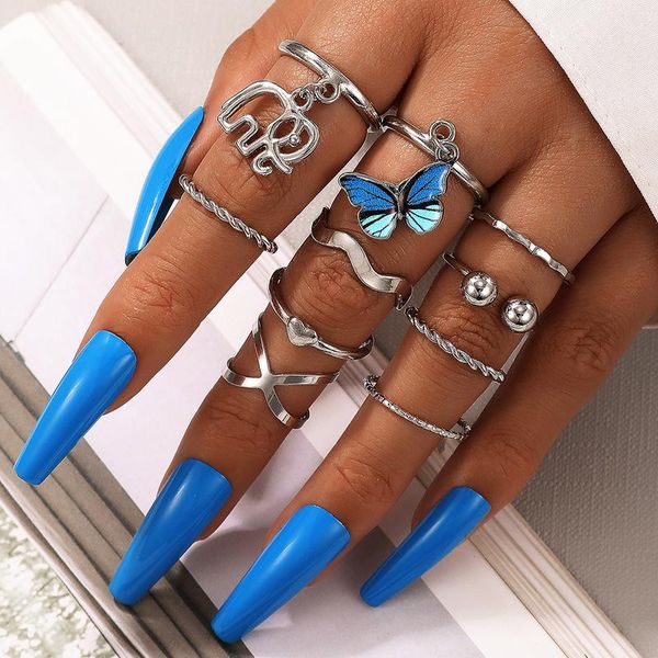 10pcs/sets new trendy butterfly silver color ring sets for women elephant cross opening ring jewelry
10pcs/sets new trendy butterfly silver color ring sets for women elephant cross opening ring jewelry