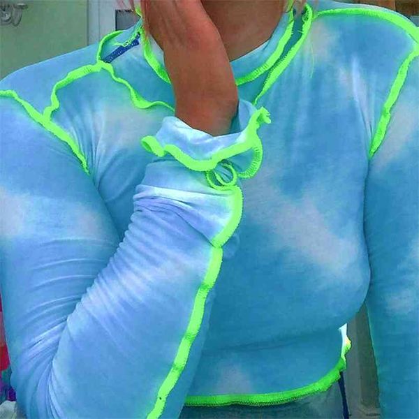 women fashion style tie-dye printed streetwear slim crop fall winter stand-up neck long sleeve female t-shirt blue 210517, White
women fashion style tie-dye printed streetwear slim crop fall winter stand-up neck long sleeve female t-shirt blue 210517, White