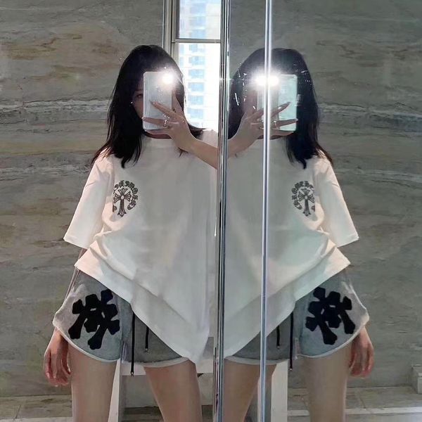 ch short sleeve women's fashionable embroidery medium length t-shirt white lower body missing cross loose xia
ch short sleeve women's fashionable embroidery medium length t-shirt white lower body missing cross loose xia
