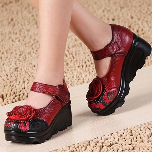 dress shoes handmade 2021 autumn vintage floral comfortable women wedges genuine leather round toe platform high heels women's pumps, Black
dress shoes handmade 2021 autumn vintage floral comfortable women wedges genuine leather round toe platform high heels women's pumps, Black