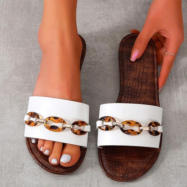 slippers 2021 elegant leather women's outdoor metal decor flat flip flops summer beach party sandals anti-slip laides sandalias, Black
slippers 2021 elegant leather women's outdoor metal decor flat flip flops summer beach party sandals anti-slip laides sandalias, Black