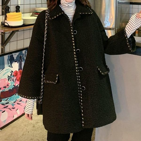 women's wool & blends autumn/winter 2021 style korean retro loose casual mid-length quilted warm woolen jacket women, Black
women's wool & blends autumn/winter 2021 style korean retro loose casual mid-length quilted warm woolen jacket women, Black