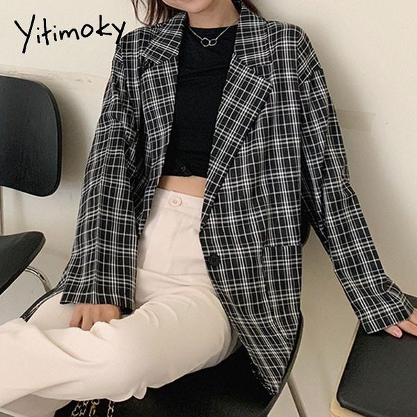women's suits & blazers yitimoky plaid woman jacket long coat casual 2021 spring autumn pockets fashion korean style clothes sleeve, White;black
women's suits & blazers yitimoky plaid woman jacket long coat casual 2021 spring autumn pockets fashion korean style clothes sleeve, White;black