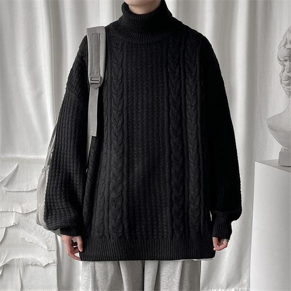 men's sweaters turtleneck sweater loose oversized knitted pullover fashion youth vitality, White;black
men's sweaters turtleneck sweater loose oversized knitted pullover fashion youth vitality, White;black