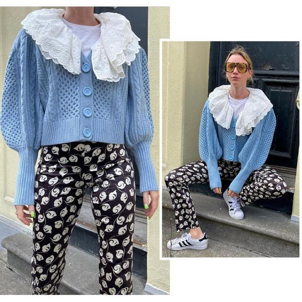 women's knits & tees s*e 21 autumn and winter high-quality detachable double-layer lace lapel australian wool knitted cardigan, White
women's knits & tees s*e 21 autumn and winter high-quality detachable double-layer lace lapel australian wool knitted cardigan, White