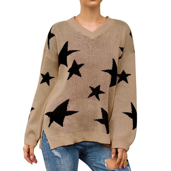 women's sweaters fashion women sweater knitted star shape print long sleeve v-neck loose pullover jumpers autumn winter, White;black
women's sweaters fashion women sweater knitted star shape print long sleeve v-neck loose pullover jumpers autumn winter, White;black