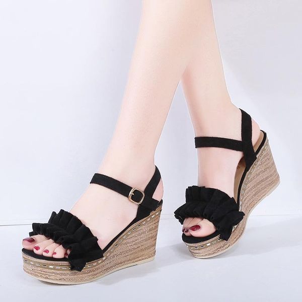 women shoes fish mouth hollow breathable student summer woman fashion solid color lace word buckle sandals, Black
women shoes fish mouth hollow breathable student summer woman fashion solid color lace word buckle sandals, Black