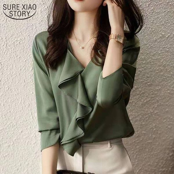 ruffle v-neck shirt summer korean style long sleeve women's wild satin silk chiffon female 13876 210508, White
ruffle v-neck shirt summer korean style long sleeve women's wild satin silk chiffon female 13876 210508, White