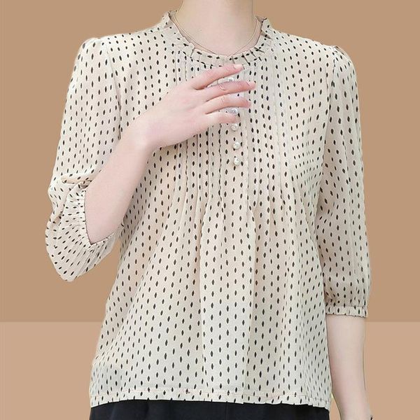 women's blouses & shirts chiffon summer women print casual fashion o-neck temperament loose ladies shirring blusas mm1023, White
women's blouses & shirts chiffon summer women print casual fashion o-neck temperament loose ladies shirring blusas mm1023, White
