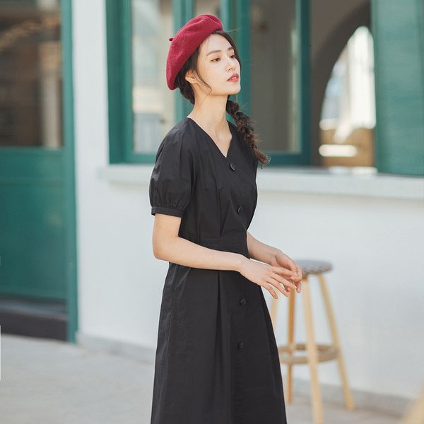 dress summer literary pure cotton v-neck lace-up nipped waist slimmed french style dress 9fgh, Black;gray
dress summer literary pure cotton v-neck lace-up nipped waist slimmed french style dress 9fgh, Black;gray