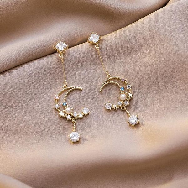 stud 2021 arrival moon star tassel zircon earrings for women rhinestone crystal sweet party wedding jewelry accessories gift, Golden;silver
stud 2021 arrival moon star tassel zircon earrings for women rhinestone crystal sweet party wedding jewelry accessories gift, Golden;silver