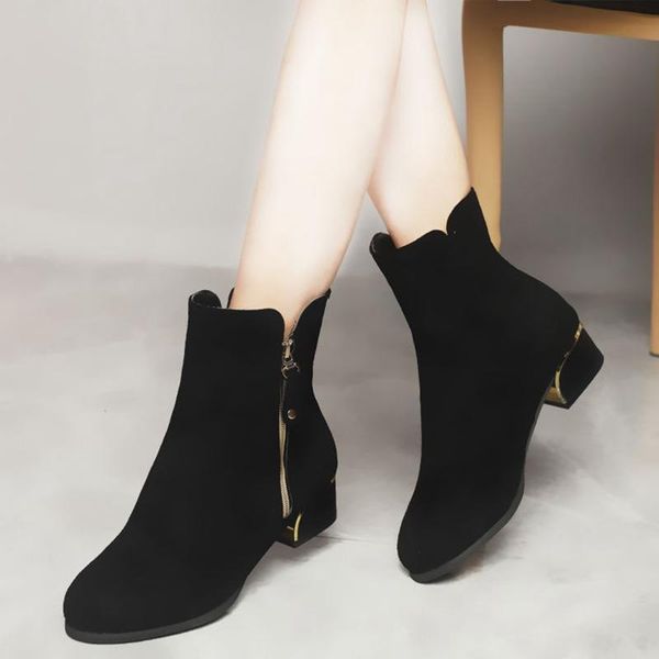 boots women's 2021 wild single thick heel middle short frosted winter plus velvet naked women, Black
boots women's 2021 wild single thick heel middle short frosted winter plus velvet naked women, Black