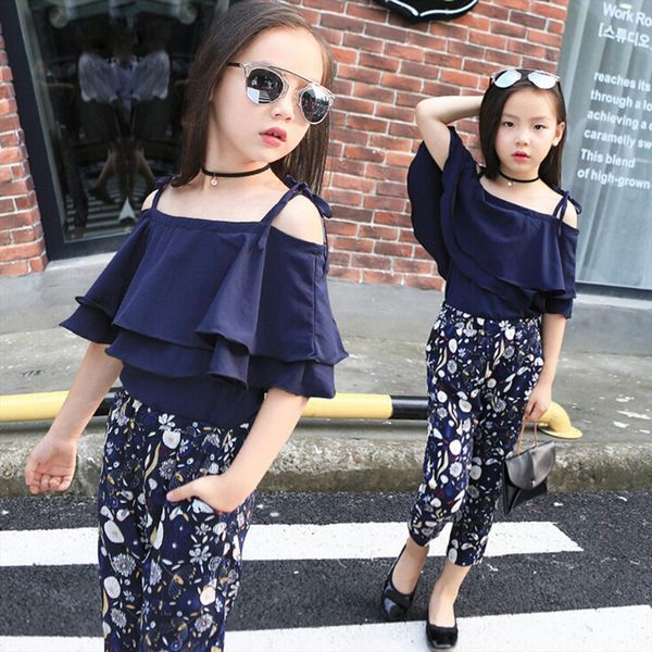 girls clothes summer off shoulder lace up suspender flower print pants suits kids teen children clothing sets 3 12years, White
girls clothes summer off shoulder lace up suspender flower print pants suits kids teen children clothing sets 3 12years, White