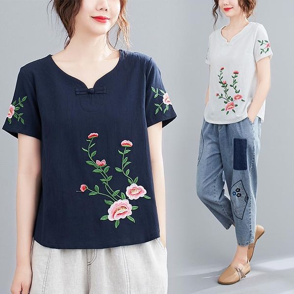 women's blouses & shirts blusas mujer de moda 2021 middle-aged women summer casual design short sleeve v neck solid floral embroidery b, White
women's blouses & shirts blusas mujer de moda 2021 middle-aged women summer casual design short sleeve v neck solid floral embroidery b, White