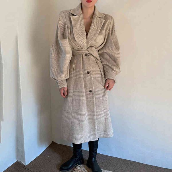 spring autumn lapel straps lantern sleeves pattern plaszcze woolen coat korea chic loose women overcoat minimalism 210510, Black
spring autumn lapel straps lantern sleeves pattern plaszcze woolen coat korea chic loose women overcoat minimalism 210510, Black