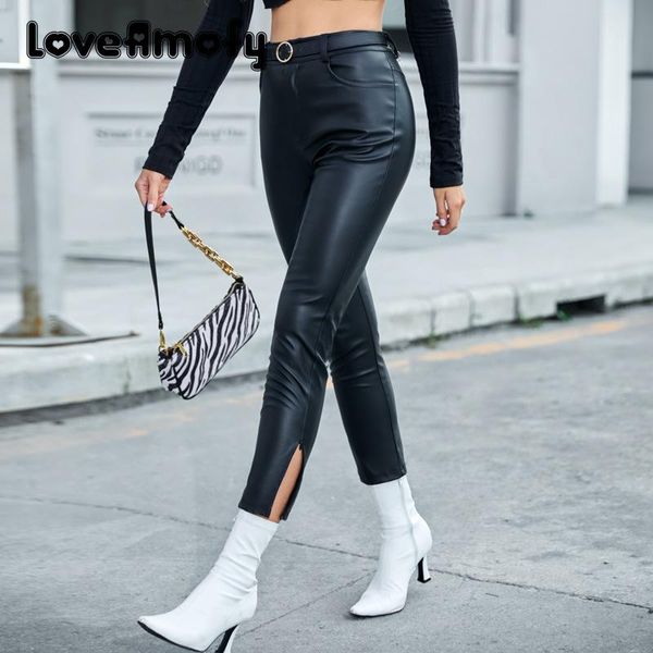 fashion women's trousers with slit zipper elegant female pu leather slimming streetwear pencil pants black for ladies 2021 & capris, Black;white
fashion women's trousers with slit zipper elegant female pu leather slimming streetwear pencil pants black for ladies 2021 & capris, Black;white