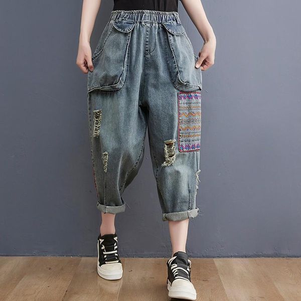 women's jeans women summer casual boyfriend arrival 2021 fashion street style vintage embroidery loose female denim harem pants b525, Blue 
women's jeans women summer casual boyfriend arrival 2021 fashion street style vintage embroidery loose female denim harem pants b525, Blue