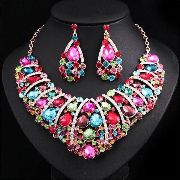 earrings & necklace luxurious big crystal statement set gold color jewelry sets bridal wedding jewellery women accessories, Silver
earrings & necklace luxurious big crystal statement set gold color jewelry sets bridal wedding jewellery women accessories, Silver
