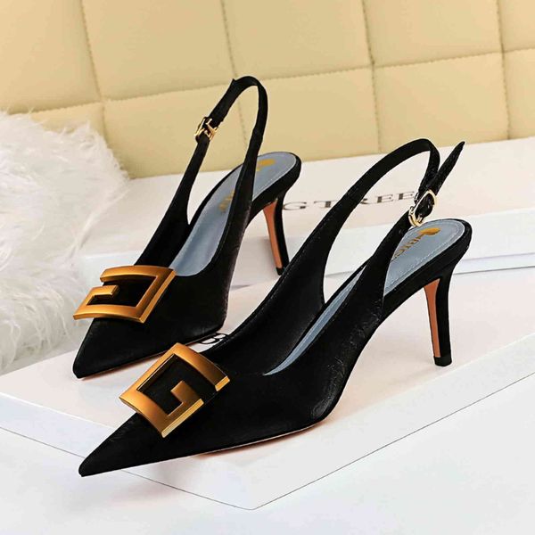 dress shoes european and american fashion women's fine heel high shallow tip hollow metal quartet buckle single 64qn, Black
dress shoes european and american fashion women's fine heel high shallow tip hollow metal quartet buckle single 64qn, Black