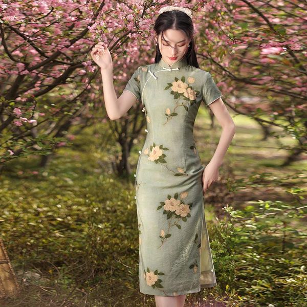 ethnic clothing summer cheongsam vintage women print flower robe gown elegant slim evening party dress traditional chinese qipao vestid, Red
ethnic clothing summer cheongsam vintage women print flower robe gown elegant slim evening party dress traditional chinese qipao vestid, Red