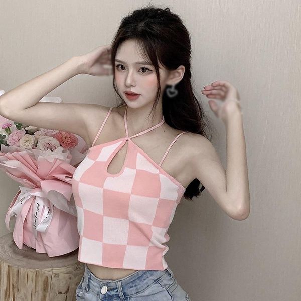 women's tanks & camis summer crop women plaid halter slim tank knitted female camisole, White
women's tanks & camis summer crop women plaid halter slim tank knitted female camisole, White