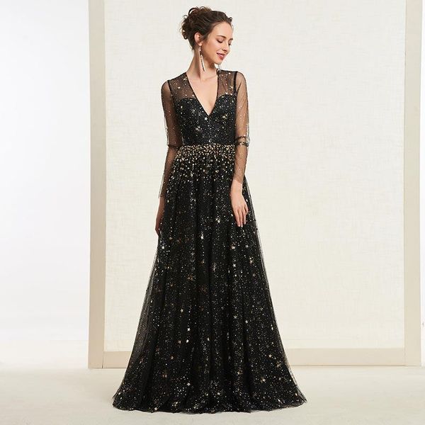 party dresses tanpell lace prom black sequins full sleeves floor length a line gown women evening long formal custom dress, White;black
party dresses tanpell lace prom black sequins full sleeves floor length a line gown women evening long formal custom dress, White;black