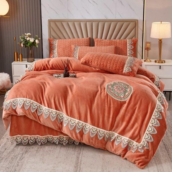 bedding sets stylish velvet set king size emboridery lace comforter cover quilted soft ruffle bedskirt with 2 pillow covers
bedding sets stylish velvet set king size emboridery lace comforter cover quilted soft ruffle bedskirt with 2 pillow covers