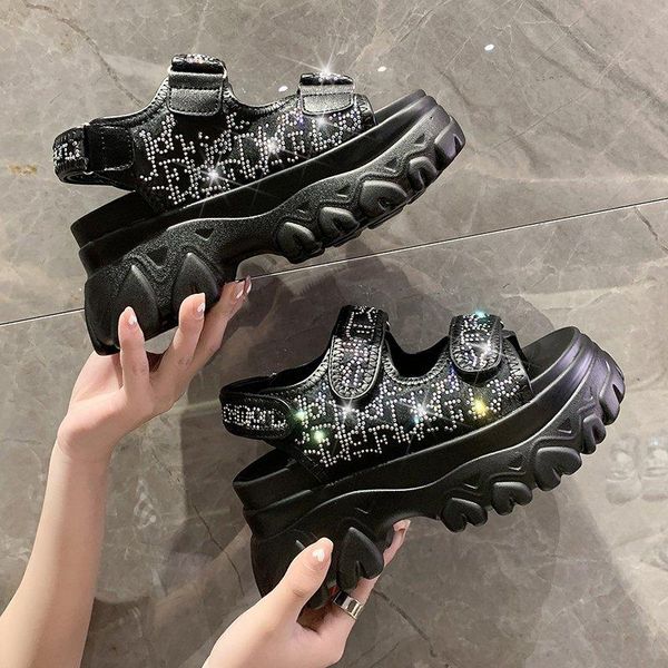 women chunky platform sandals rhinestone 2021 summer beach casual shoes woman wedges 8cm fashion bling sandal ladies dress, Black
women chunky platform sandals rhinestone 2021 summer beach casual shoes woman wedges 8cm fashion bling sandal ladies dress, Black