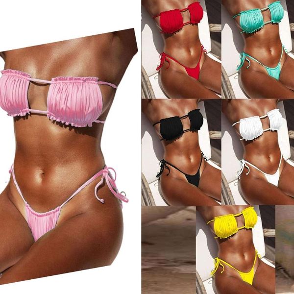 one-piece suits women swimsuit bikini set ruched strapless hollow out bandeau swimwear side tie low waist thong solid color bathing sui
one-piece suits women swimsuit bikini set ruched strapless hollow out bandeau swimwear side tie low waist thong solid color bathing sui