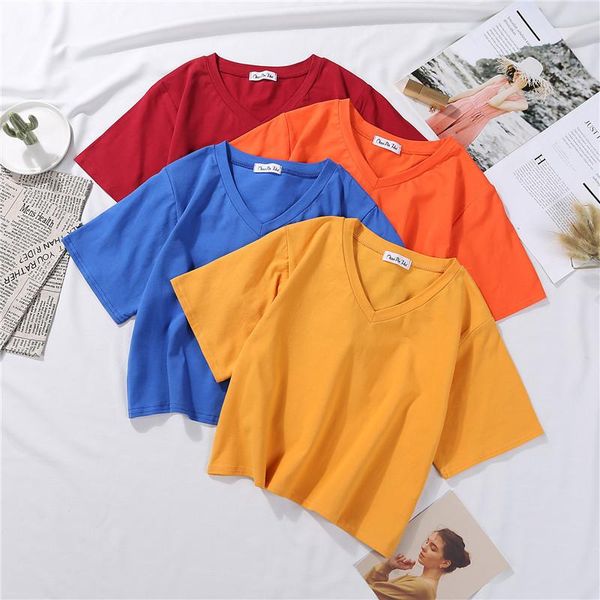 women's t-shirt 2021 summer short sleeve t shirts women cotton solid v neck high waist crop tee female casual loose shirt, White
women's t-shirt 2021 summer short sleeve t shirts women cotton solid v neck high waist crop tee female casual loose shirt, White