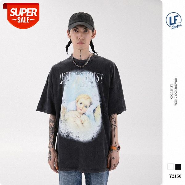 lawfoo men's angel baby print couple loose short sleeve t-shirt tee #lg8m, White;black
lawfoo men's angel baby print couple loose short sleeve t-shirt tee #lg8m, White;black